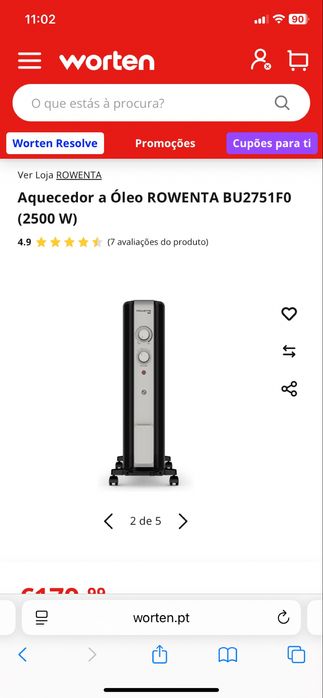 Aquecedor a óleo Rowenta