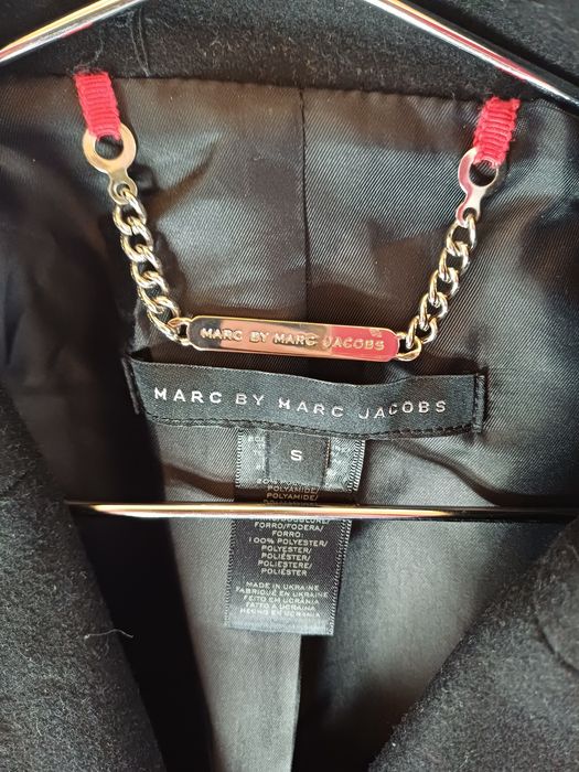 Marc Jacobs Czarny Wełniany Płaszcz Rozmiar S