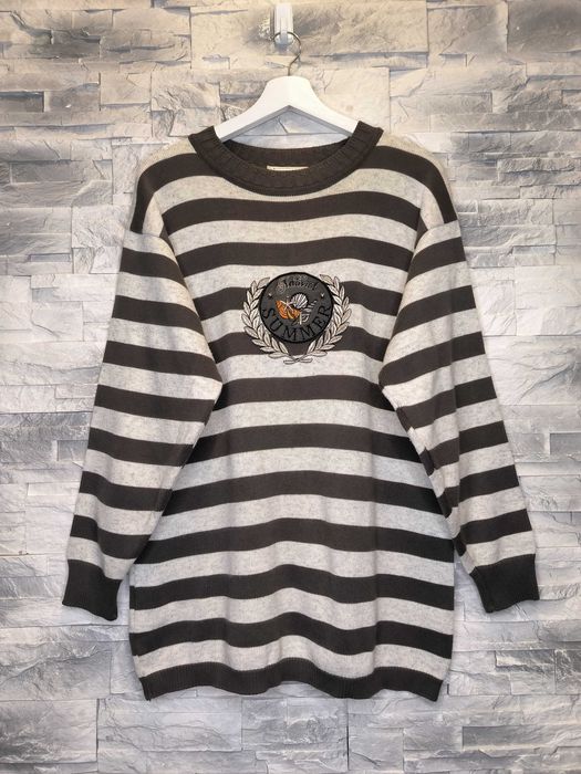 Sweter Atenzione Carlo Colucci Vintage Logo Paski Brązowy