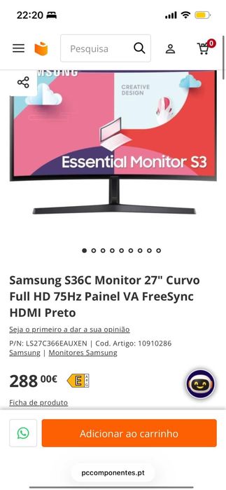 Monitor curvilíneo Samsung