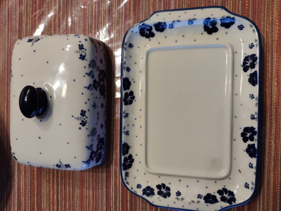 Bolesławiec maselnica JZ43 kobalt niebieski gat. 1