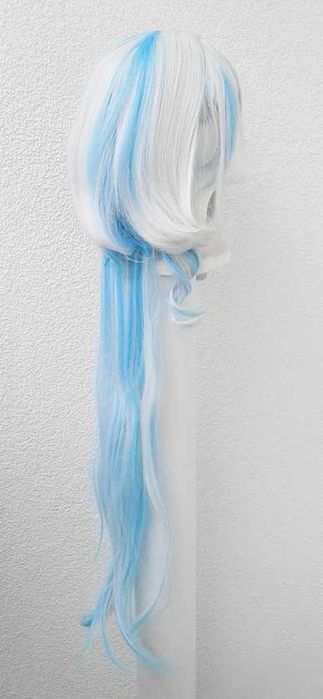 Furina Genshin Impact cosplay wig peruka długa szara błękitna biała