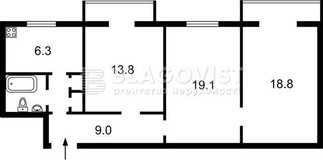 3-rooms apartment apartment by the address (area 73 m²) - Atlanta.ua - photo 2