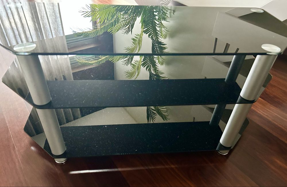 Mesa televisão em vidro temperado preto como Npva