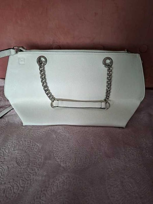 Nowa Skórzana Torebka Calvin Klein CK Shopper Biała OKAZJA