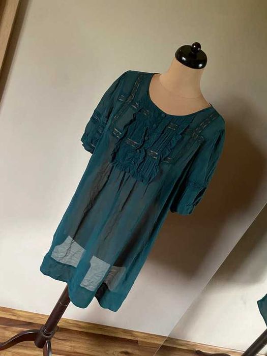 bluzka mgielka tunika sukienka   butelkowa 48 50 xxxl +size żabot
