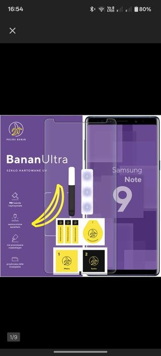 Szkło hartowane UV BananUltra na cały ekran do Samsung Galaxy Note 9