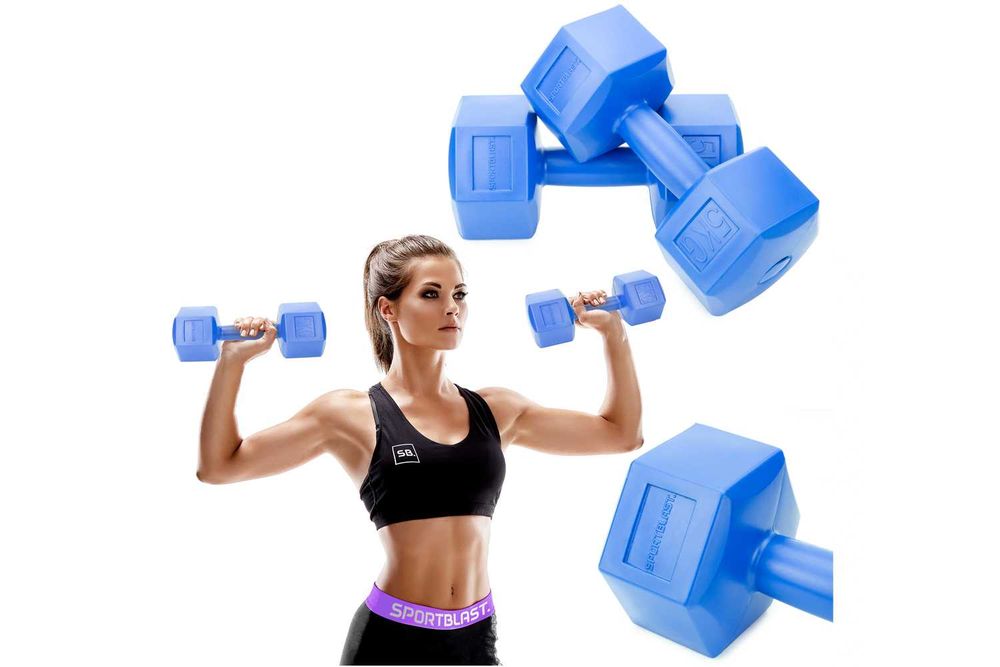 HANTLE 2x5kg hantelki CIĘŻARKI ZESTAW hantle do ćwiczeń 10kg POZ