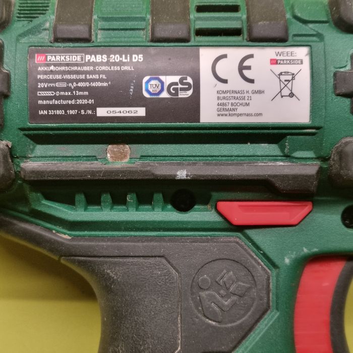 Wiertarko-wkrętarka 20V Parkside PABS 20 Li B5