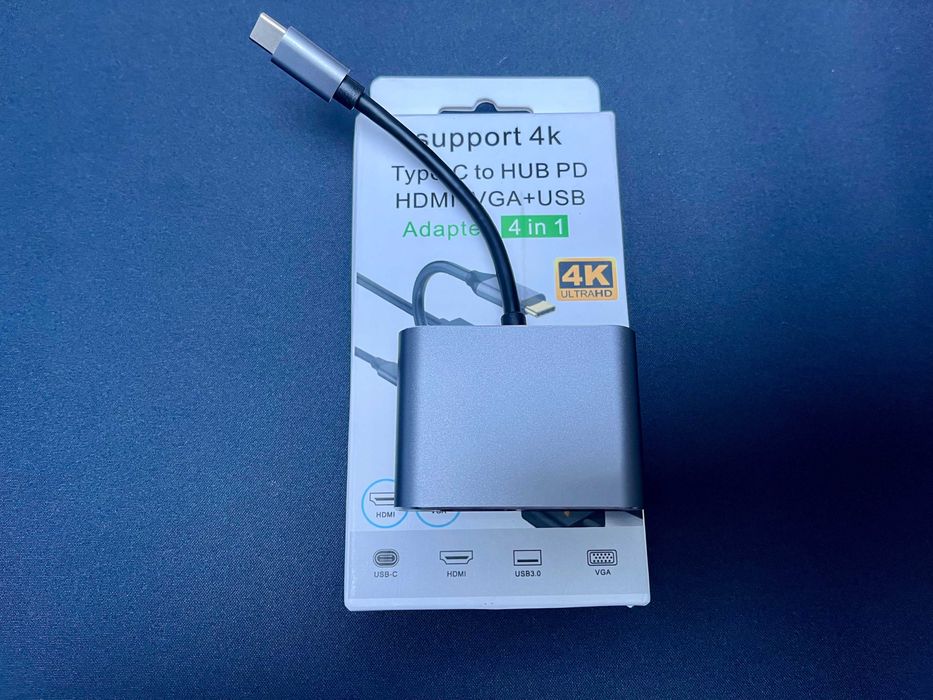 Адаптер Usb type c Hub 4 в 1 HDMI VGA  4K 30Hz хаб hub
