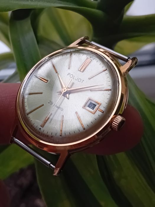 Часы Полёт Дэ Люкс "POLJOT"29 камней позолота Аи20 СССР