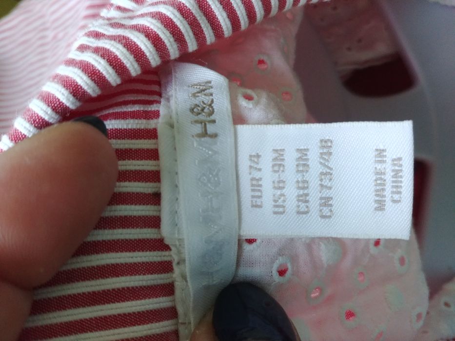 Marynarka żakiet kurtka sweter narzutka czerwona białe paski h&m r.74