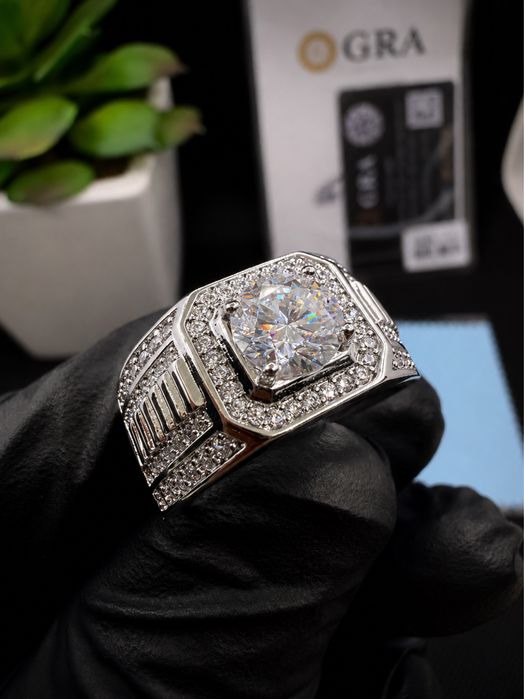 Sygnet z moissanite 1.0ct, Certyfikat GRA, srebro 925, VVS1