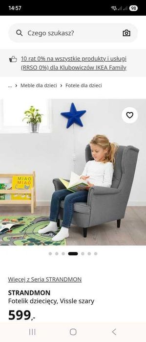 Fotel tapicerowany dla dzieci Ikea