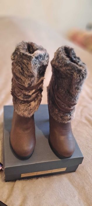 Buty eleganckie R 36 brązowe zimowe