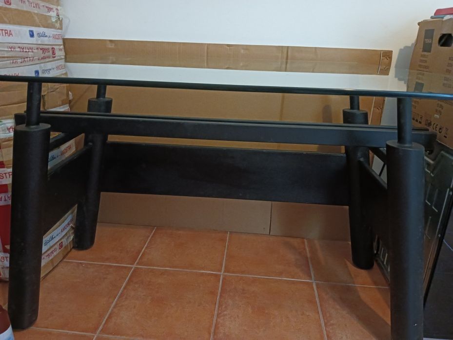 Secretaria vidro com mesa de apoio para impressora