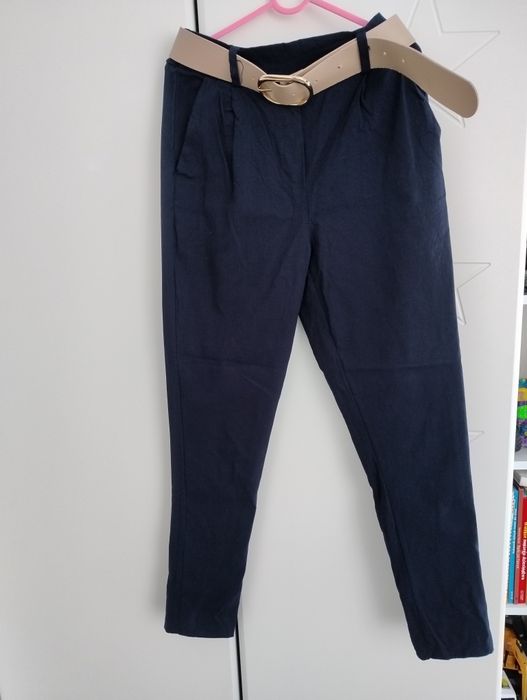 Spodnie uni granat pasek