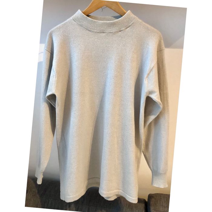 sweter z wełną merynosa   srebrzysty L