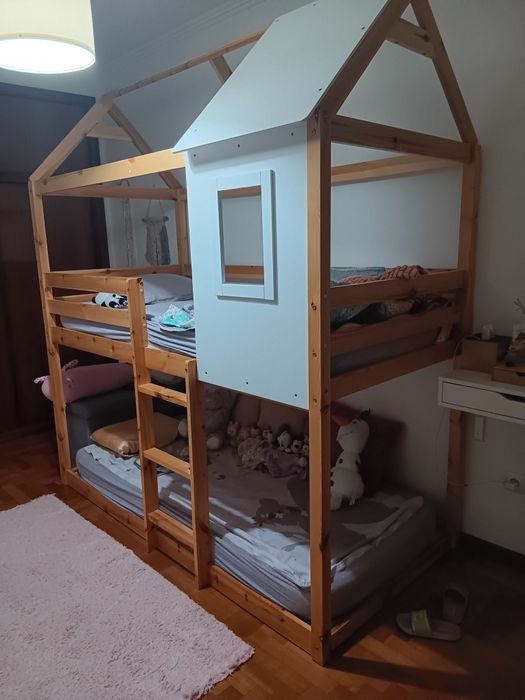 Beliche cabana natural e branco 220x96x197cm