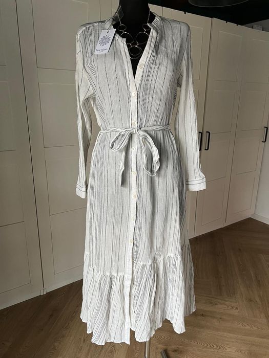 Nowa z metkami biała narzutka na strój kąpielowy z bawełny Blue Island