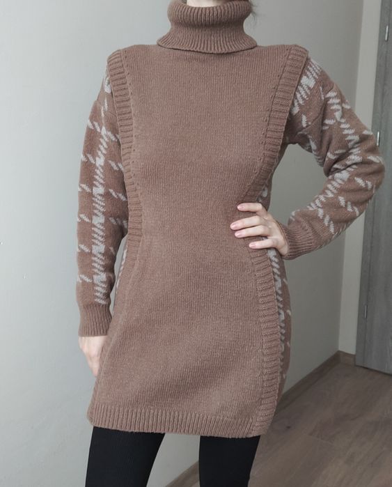 Sukienka sweter dzianina golf