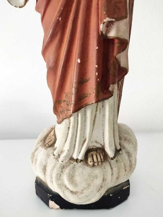 Sagrado Coração de Jesus em terracota e olhos em vidro