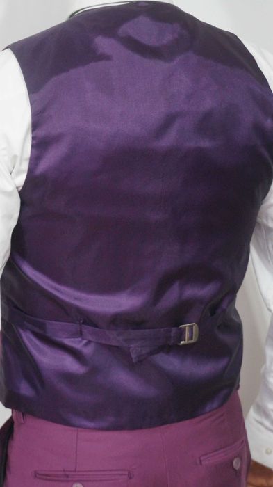 Garnitur Trzyczęściowy Reginald Wełna Rozmiar 46/SFioletowy Slim Fit