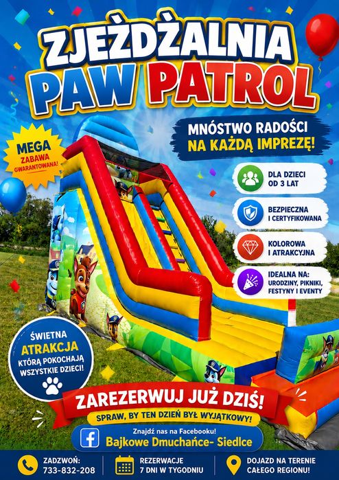 Zjeżdżalnia Dmuchana  Psi Patrol