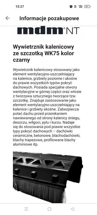 Wywietrznik kalenicowy pod gąsior