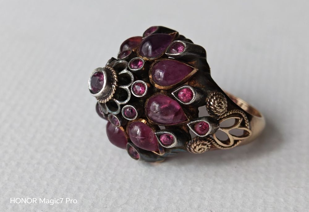 Pierścionek, złoto 14k, rubiny.