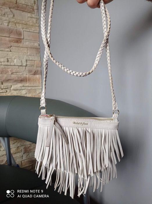 Torebka szara z frędzlami