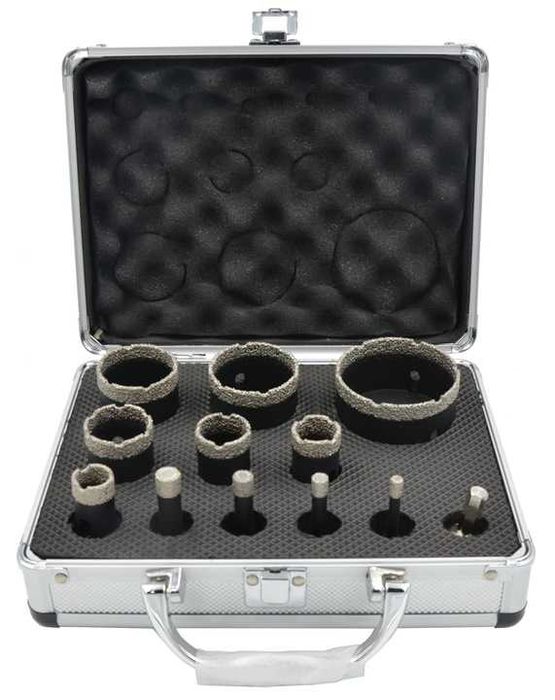 ZESTAW OTWORNICA WIERTŁO Diamentowe Do Gresu Płytek Koronki 6-68mm 12e
