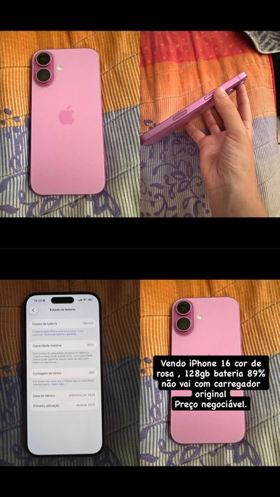Iphone 16 cor de rosa
