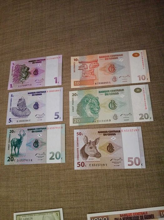 CONGO 6 Notas 2 SÉRIES NÃO Circuladas 1 de 1997 a 2ª de 2003 ver fotos