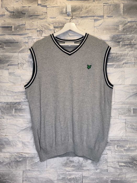 Sweter Lyle Scott Bezrękawnik Kamizelka Szara Logo L