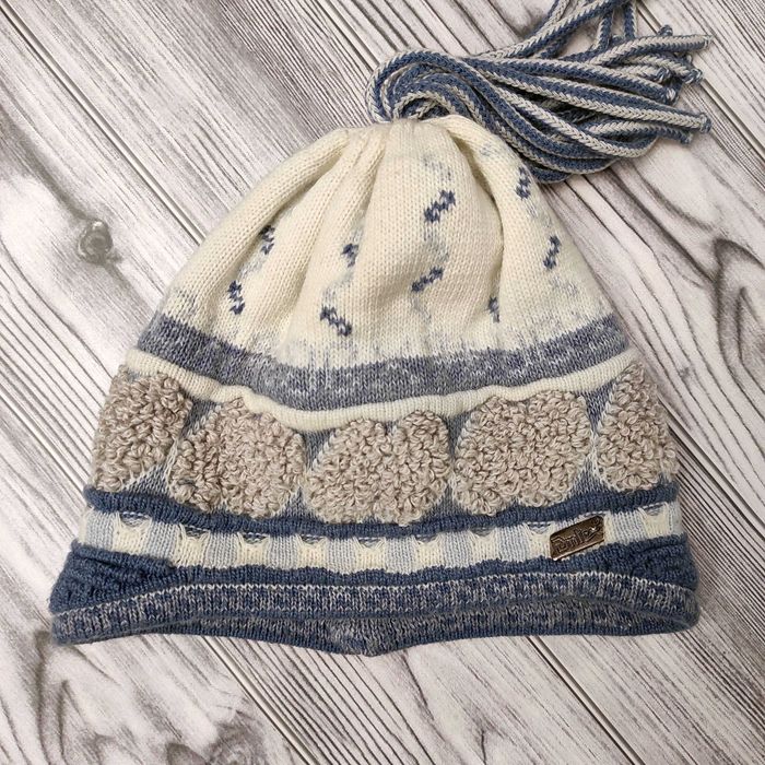 Шапка вовняна тепла подвійна р.52-58 з китичками Antex вовна акрил