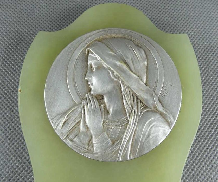 KROPIELNICA Maryja Marka Boża MADONNA alabaster mosiądz 15 cm