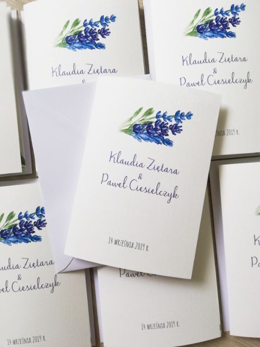 Zaproszenia na ślub lawendowe