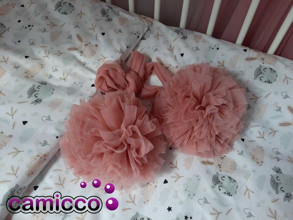 POMPONY pompon ozdoba BALDACHIM do łóżeczka szyfon tiul dekoracja HIT