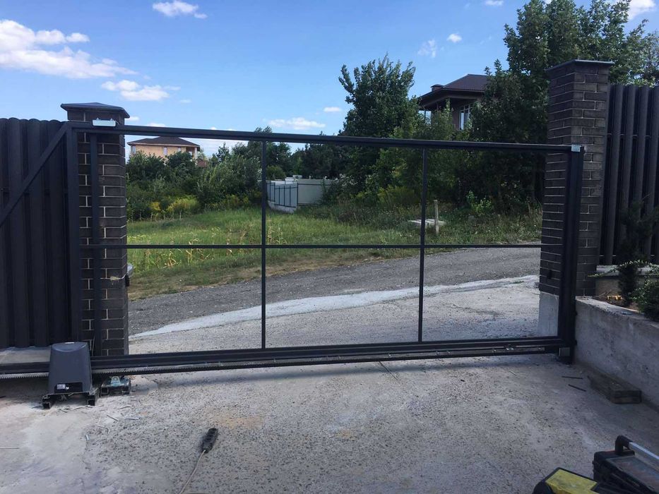 Каркас відкатних воріт з хвірткою 3х2, Відкатні ворота, Розсувна брама