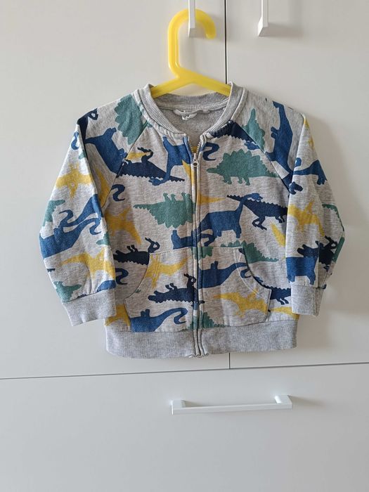 Szara bluza zapinana na suwak w dinozaury cool club smyk 98 chłopięca