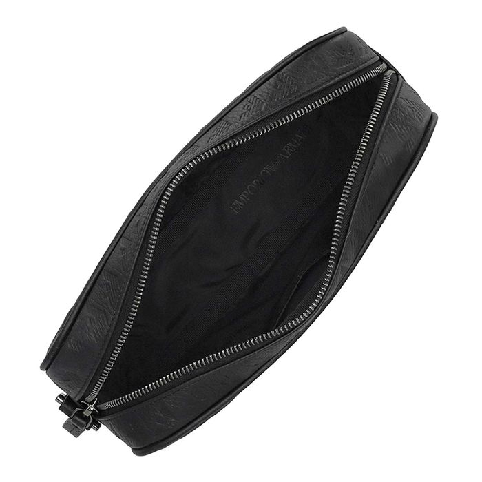 EMPORIO ARMANI luksusowa skórzana kosmetyczka travel bag NERO