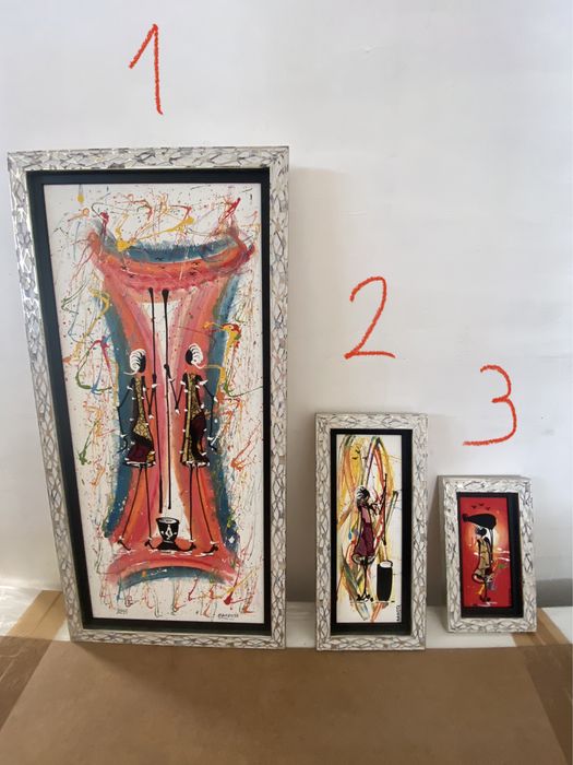 Vendo conjunto de 3 quadros estilo africano