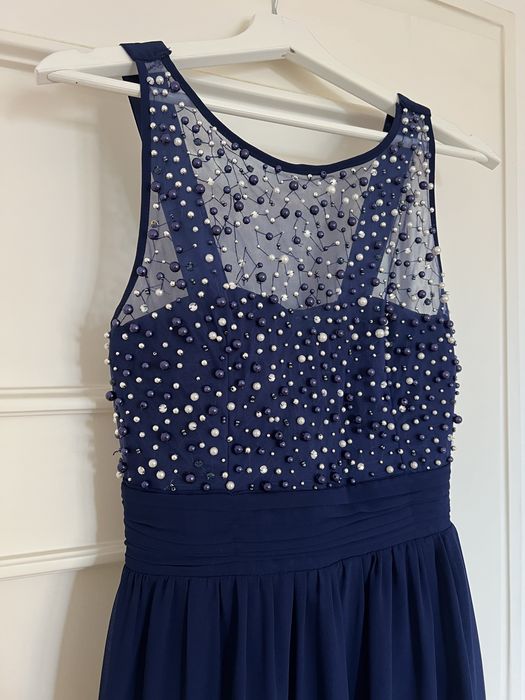 Vestido de cerimónia azul escuro tam. S