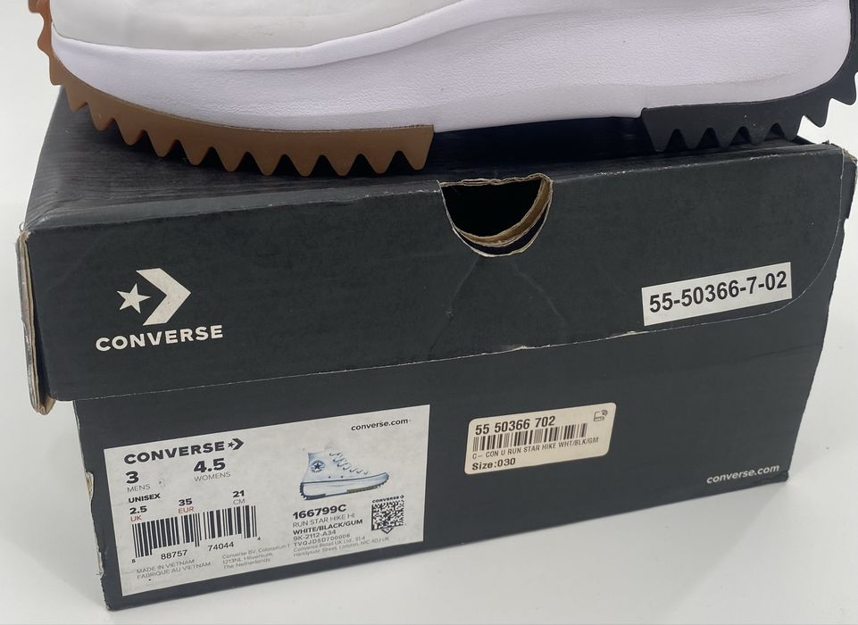 Converse Run Star Hike Hi White Black Gum 166799C