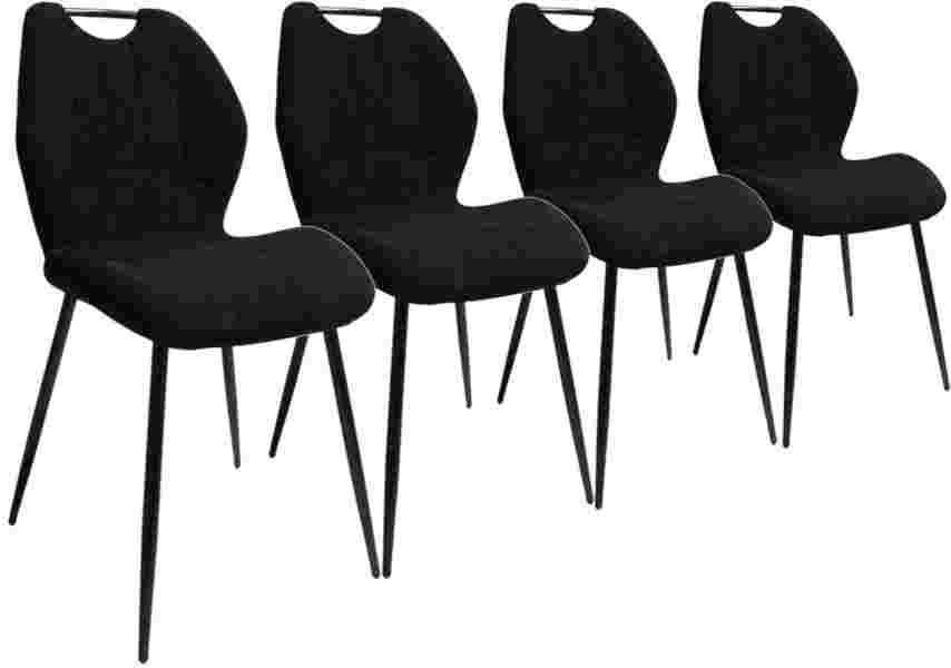 Zestaw 4 szt krzeseł czarnych nogi metall z rączką