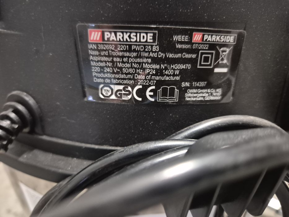 Aspirador industrial para liquidos e sólidos Parkside