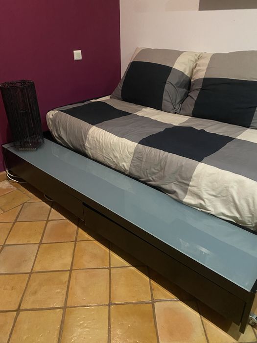 Cama solteiro lacado preto
