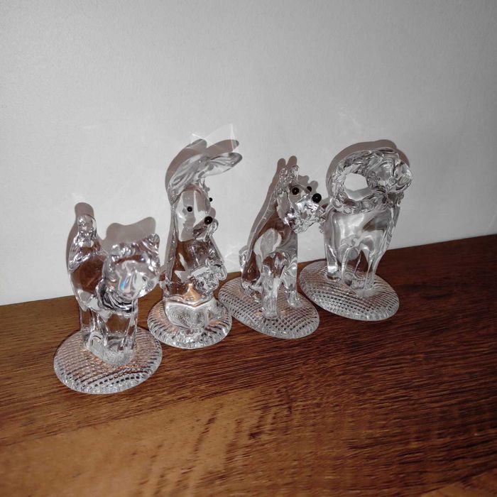 Figurki Szklane Stare Kolekcjonerskie PRL Kot Pies Królik Baran Owca