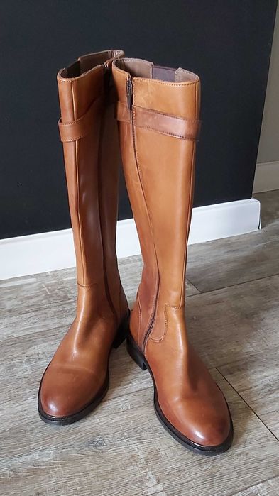 Kozaki skórzane karmelowe